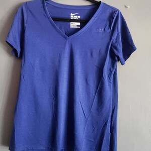 Nike Dri-Fit V-Neck Athletic Tee, Royal Blue - Women's Size L